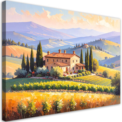 Tableau déco Toscane Paysage Maison sur une colline 100x70 (1/4)