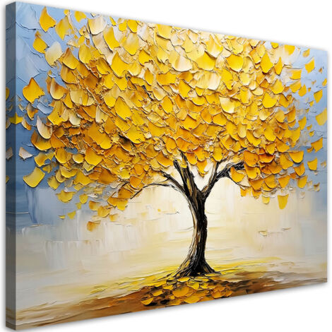Tableau déco Arbre doré Abstraction Peint 60x40 (1/5)