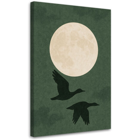 Tableau déco Canards en vol Minimalisme Crème Vert 60x90 (1/5)