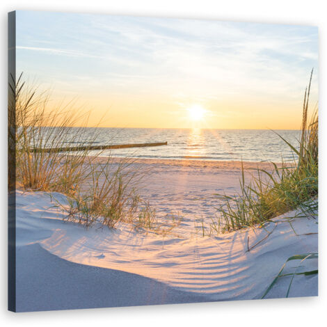 Tableau sur toile, Coucher de soleil sur la plage - 30x30 (1/5)