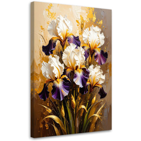 Tableau déco Iris Fleurs sur fond beige 70x100 (1/4)