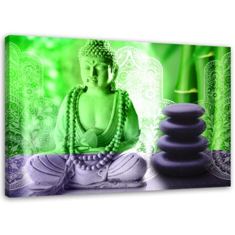 Tableau sur toile Bouddha Vert Spa Zen 60x40 (1/5)