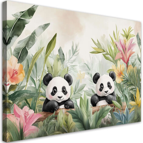 Tableau déco Pandas en fleurs Plantes 60x40 (1/5)