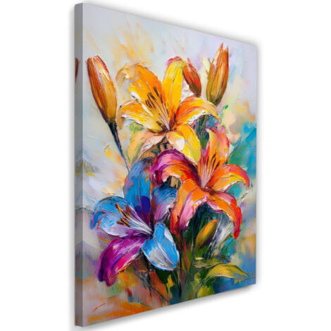 Tableau déco Fleurs de lys colorées peintes 40x60 (1/5)