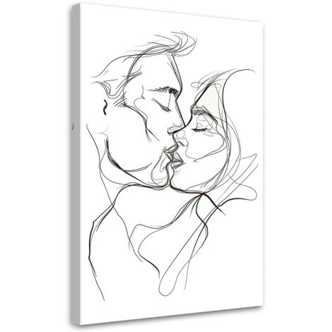 Tableau sur toile Tableau sur toile Baiser noir et blanc 60x90 (1/5)