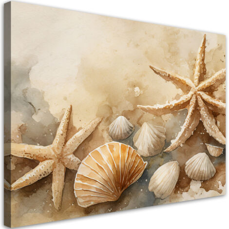 Tableau sur toile Tableau sur toile Coquillages et étoiles de mer acrylique 60x40 (1/5)