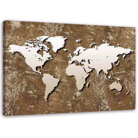Tableau déco Carte du monde abstraction marron 90x60 (1/5)