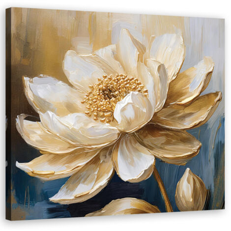 Tableau déco Pivoine Fleurs Or 60x60 (1/5)