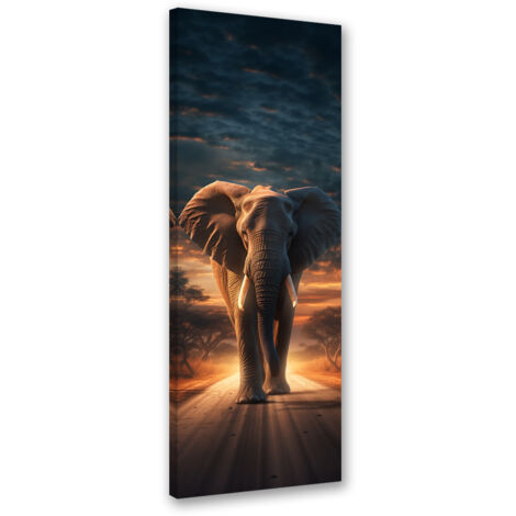 Tableau sur toile Eléphant Safari animal 30x90 (1/5)