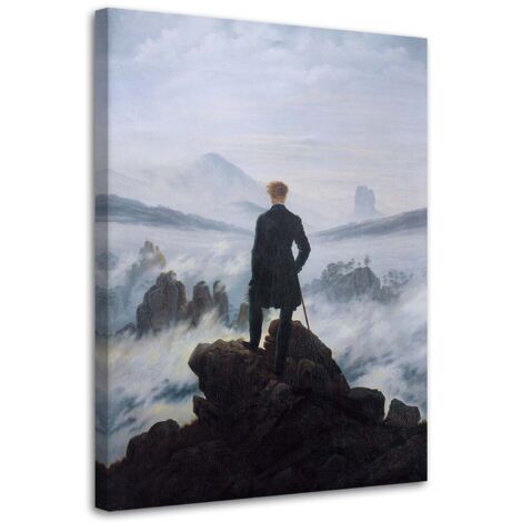 Tableau sur toile, Le Vagabond au-dessus de la Mer de Brouillard - Reproduction C. D. Friedrich - 40x60 (1/5)
