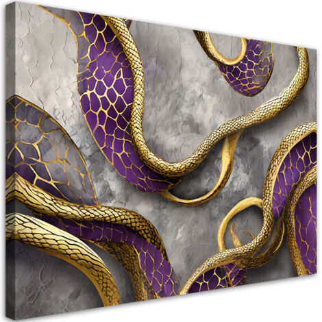 Tableau déco Serpent texture or lilas glamour 90x60 (1/5)