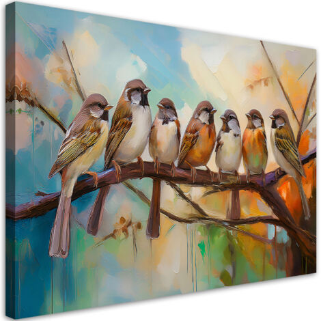 Tableau déco Oiseaux sur une branche Nature 90x60 (1/5)