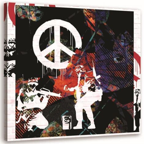 Tableau sur toile Banksy Peace Street Art 50x50 (1/5)