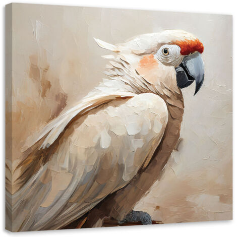 Tableau sur toile Tableau sur toile Oiseaux perroquets peints en beige 50x50 (1/5)