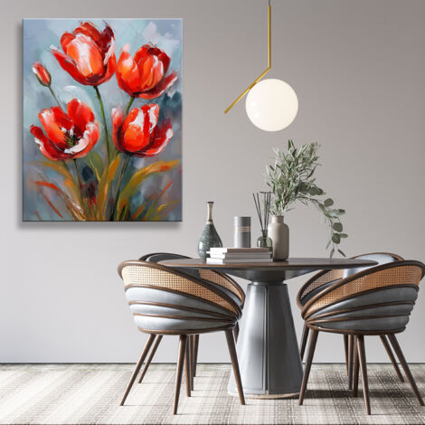 Tableau Peint Fleurs Enflamm 233 Es Je Commande Home24