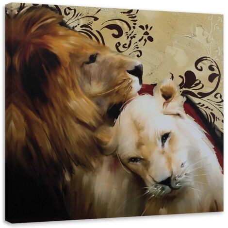 Tableau déco Animaux lion Marron 30x30 (1/5)