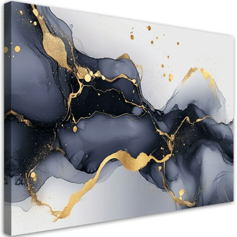 Tableau déco Marbre noir et blanc avec or 90x60 (1/5)
