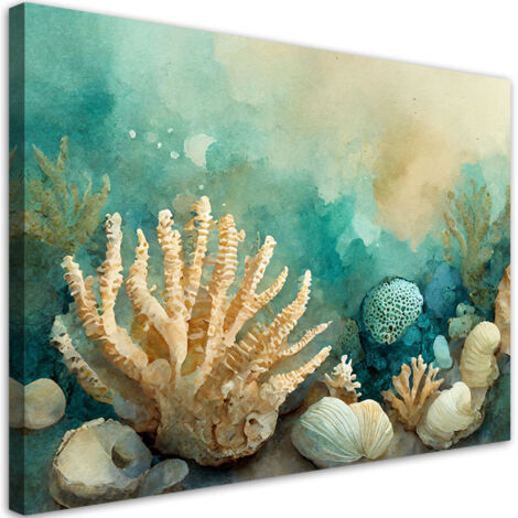 Tableau sur toile Tableau sur toile Coquillage turquoise 60x40 (1/5)