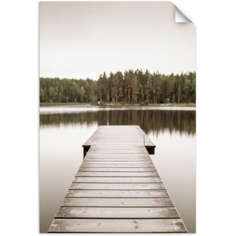 Poster autocollant Vue sur la forêt du lac de la jetée 20x30 (1/3)