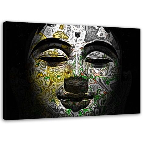 Tableau sur toile Abstrait Peinture Bouddha Visage 60x40 (1/5)