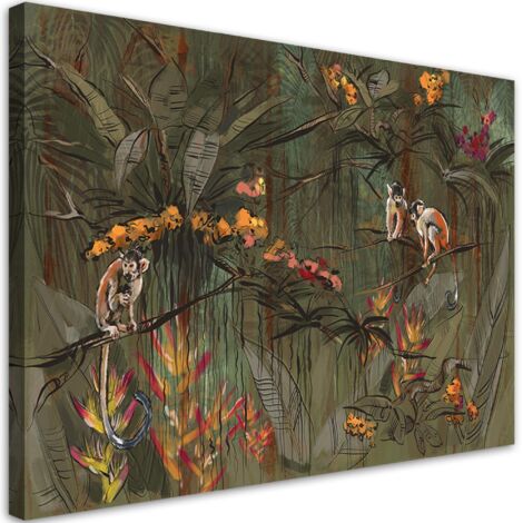Tableau décoratif Singes dans la jungle 90x60 (1/5)