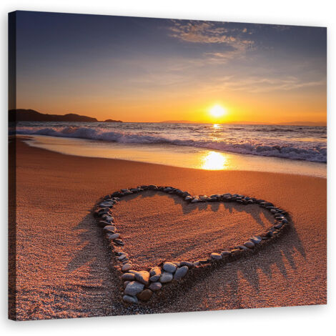 Tableau déco Cœur Amour Plage 30x30 (1/5)