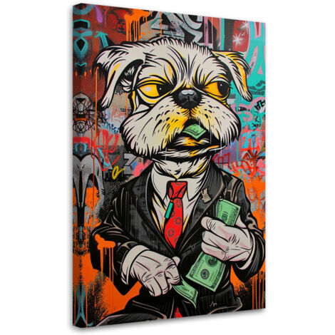 Tableau sur toile Tableau sur toile Chien dollars pop art 70x100 (1/5)