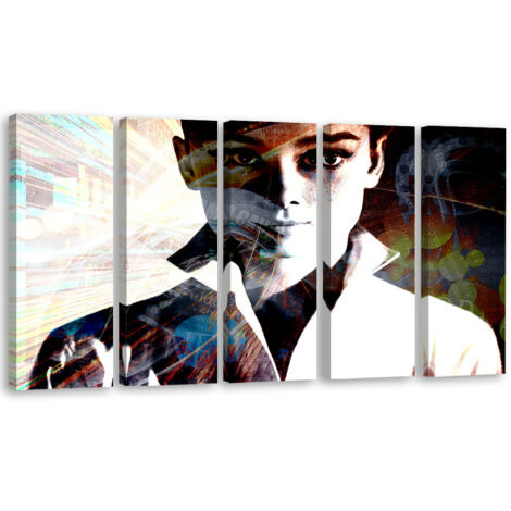 Tableau sur toile Tableau sur toile en 5 parties Audrey Hepburn 200x100 (1/5)