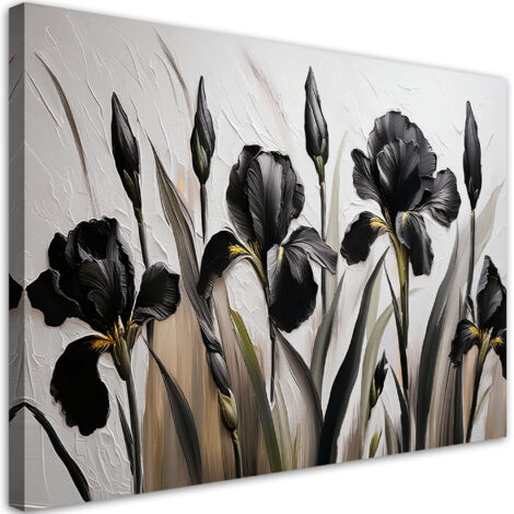 Tableau déco Fleurs d'iris noires Abstraction 90x60 (1/5)