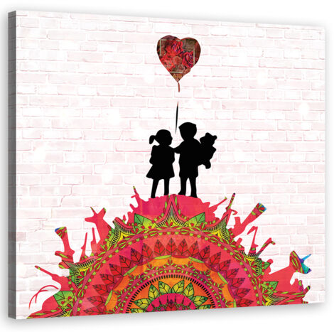 Tableau déco Enfants banksy sur les armes 40x40 (1/5)