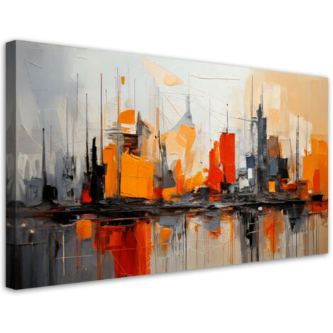 Tableau déco Ville Abstraction Orange 80x40 (1/5)