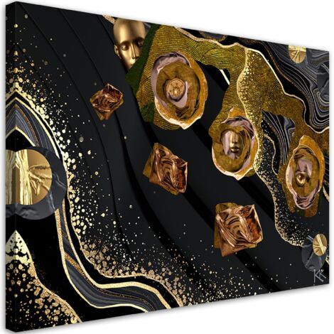 Tableau sur toile Abstraction des visages dorés 100x70 (1/5)