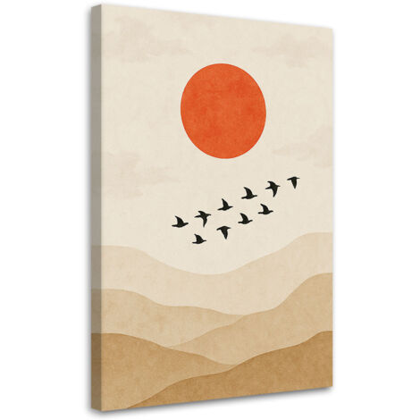 Tableau déco Oiseaux Soleil Minimalisme Beige Nature 40x60 (1/5)