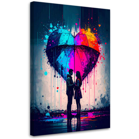 Tableau déco Couple amoureux avec parapluie 60x90 (1/4)