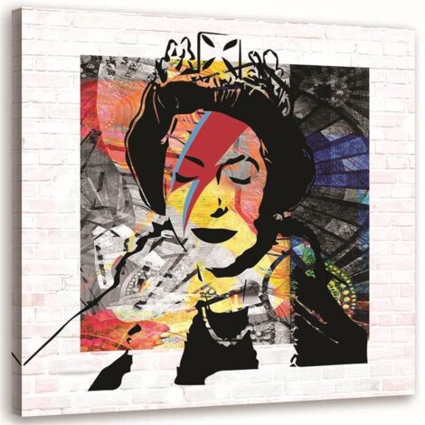 Tableau sur toile Banksy Reine d'Angleterre 50x50 (1/5)