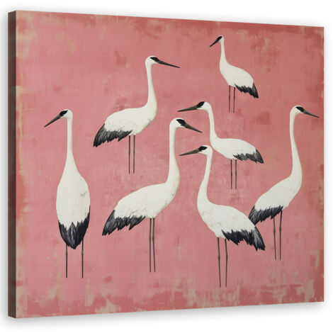 Tableau déco Oiseaux Cranes Rose 30x30 (1/5)