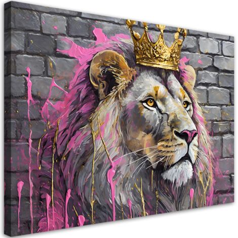 Tableau déco Roi Lion Rose 60x40 (1/5)