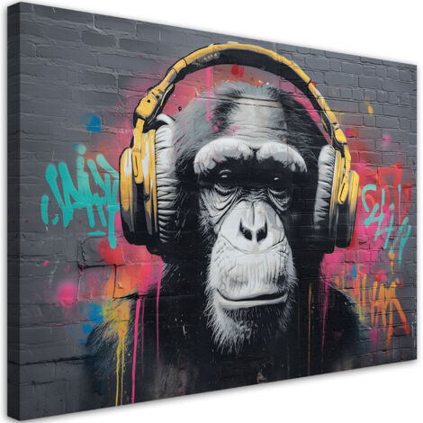 Tableau déco Singe DJ Musique Street Art 100x70 (1/5)