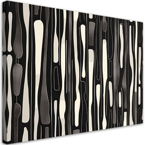 Tableau sur toile Tableau sur toile Abstraction rétro en noir et blanc 90x60 (1/5)