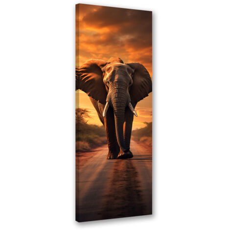 Tableau sur toile Éléphant Afrique Savane 30x90 (1/5)