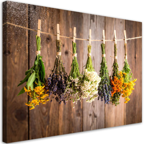 Tableau déco Herbes aromatiques séchées suspendues 90x60 (1/4)