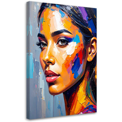 Tableau déco Visage d'une belle femme peint 40x60 (1/4)