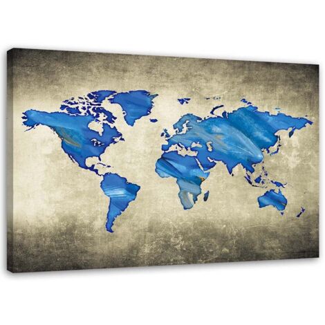 Cadre déco Carte du monde bleue 60x40 (1/5)