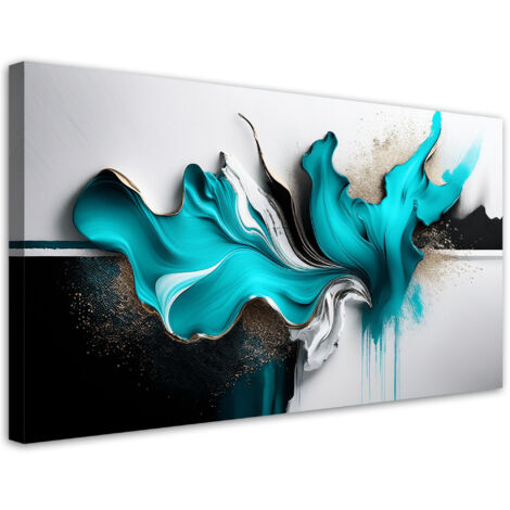 Tableau déco Abstraction turquoise Effet 3D 80x40 (1/5)