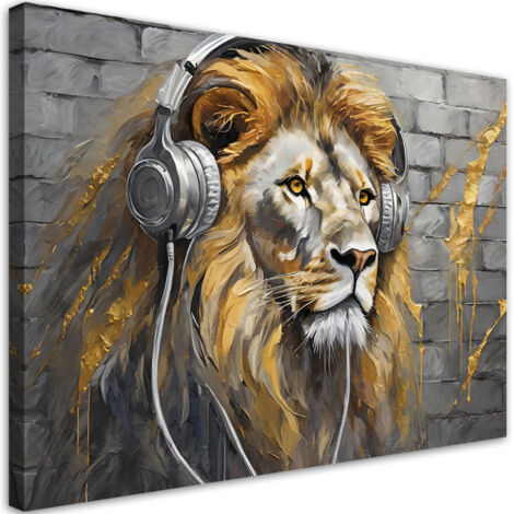 Tableau déco Lion Musique Animaux 60x40 (1/5)