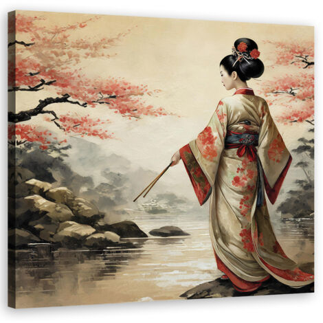 Tableau déco Geisha Paysage Japon 40x40 (1/5)