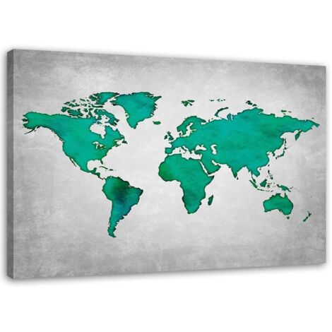 Tableau sur toile Carte du monde turquoise 60x40 (1/5)
