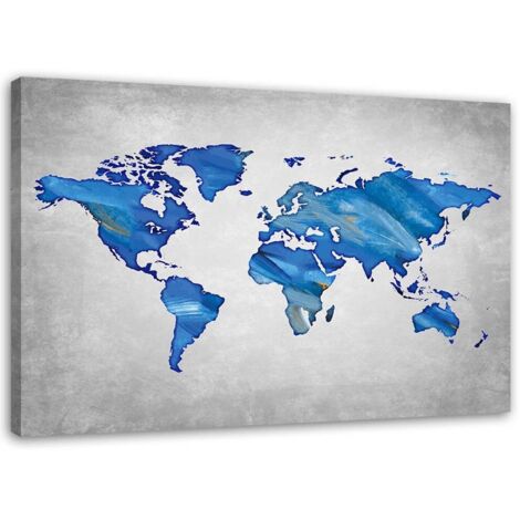 Tableau sur toile Carte du monde Bleu 90x60 (1/5)