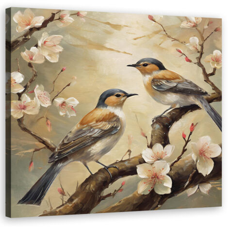 Tableau déco Oiseaux Animaux Fleurs Branche 60x60 (1/5)