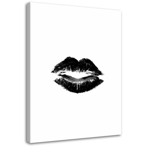 Tableau sur toile Lèvres Femme Noir & Blanc 60x90 (1/5)